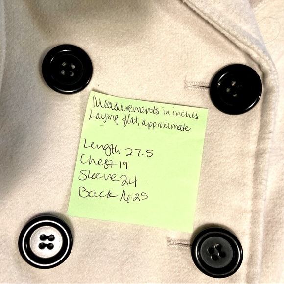 Details INTL White Cream Double Breasted Pea Coat Removable Hood Size Medium - Picture 9 of 9
